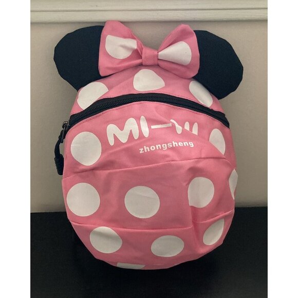 Mi-Ni Zhongsheng Other - Mi-Ni Zhongsheng Mouse With Bow Girls Toddler Backpack Pink & White Polka Dots